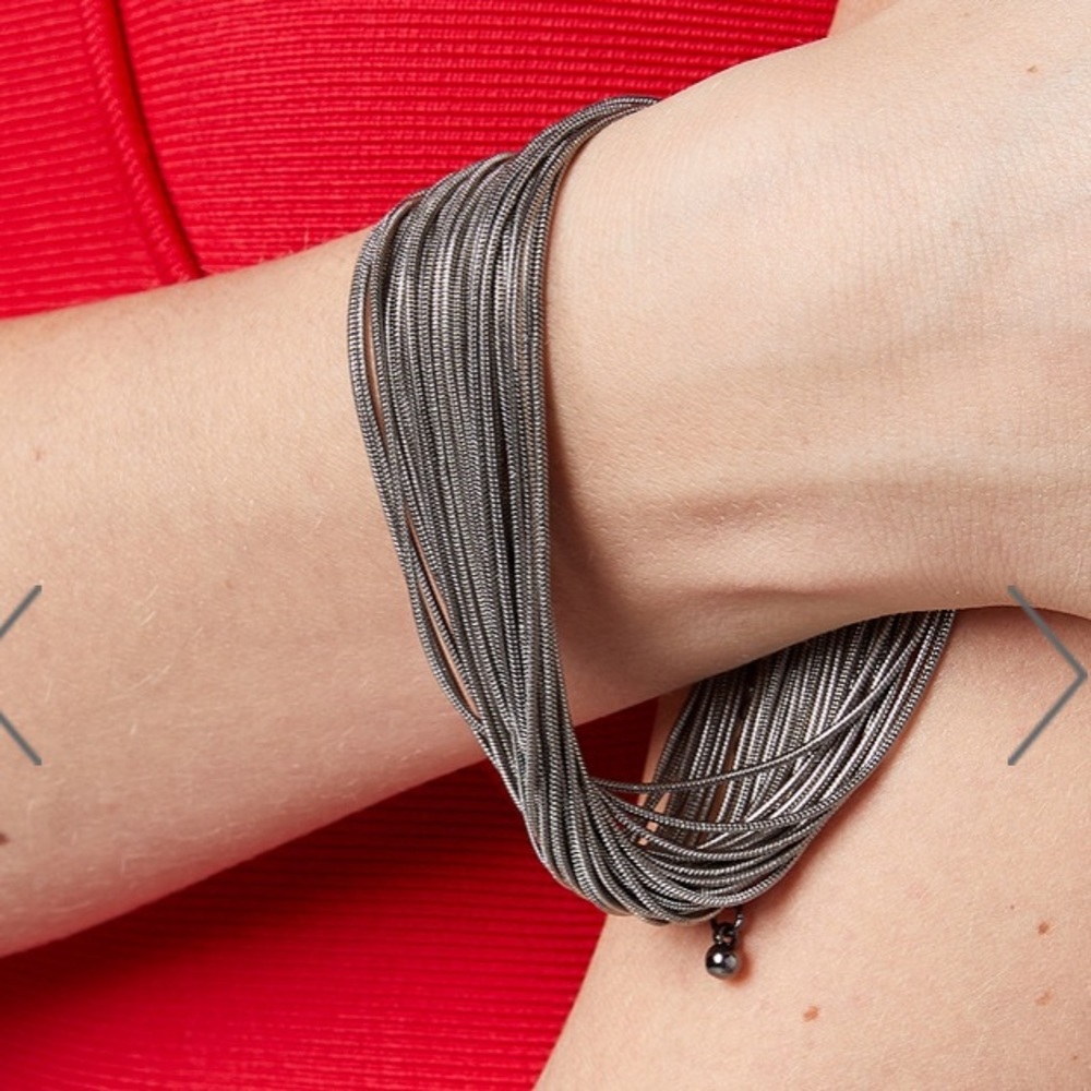 Bebe Metallic Muti Strand Mesh Chain Cuff Bracelet